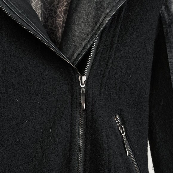 Line the Label Black Boiled Wool & Leather Moto Jacket - Picture 7 of 10